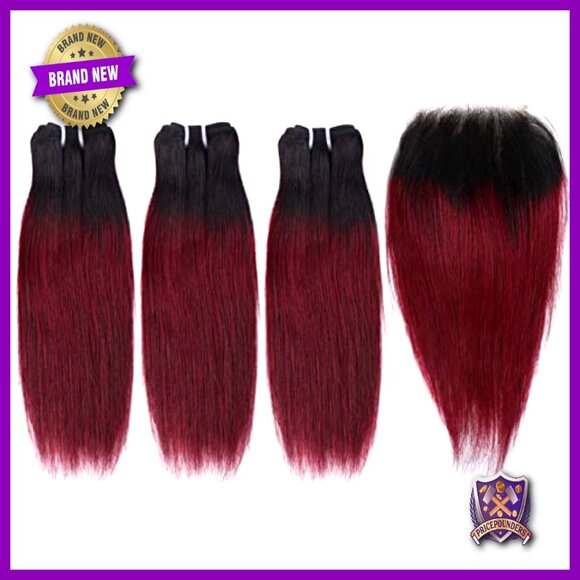 Brazilian Straight Human Hair Extensions with Lace Closure, 3 Bundles main image 5